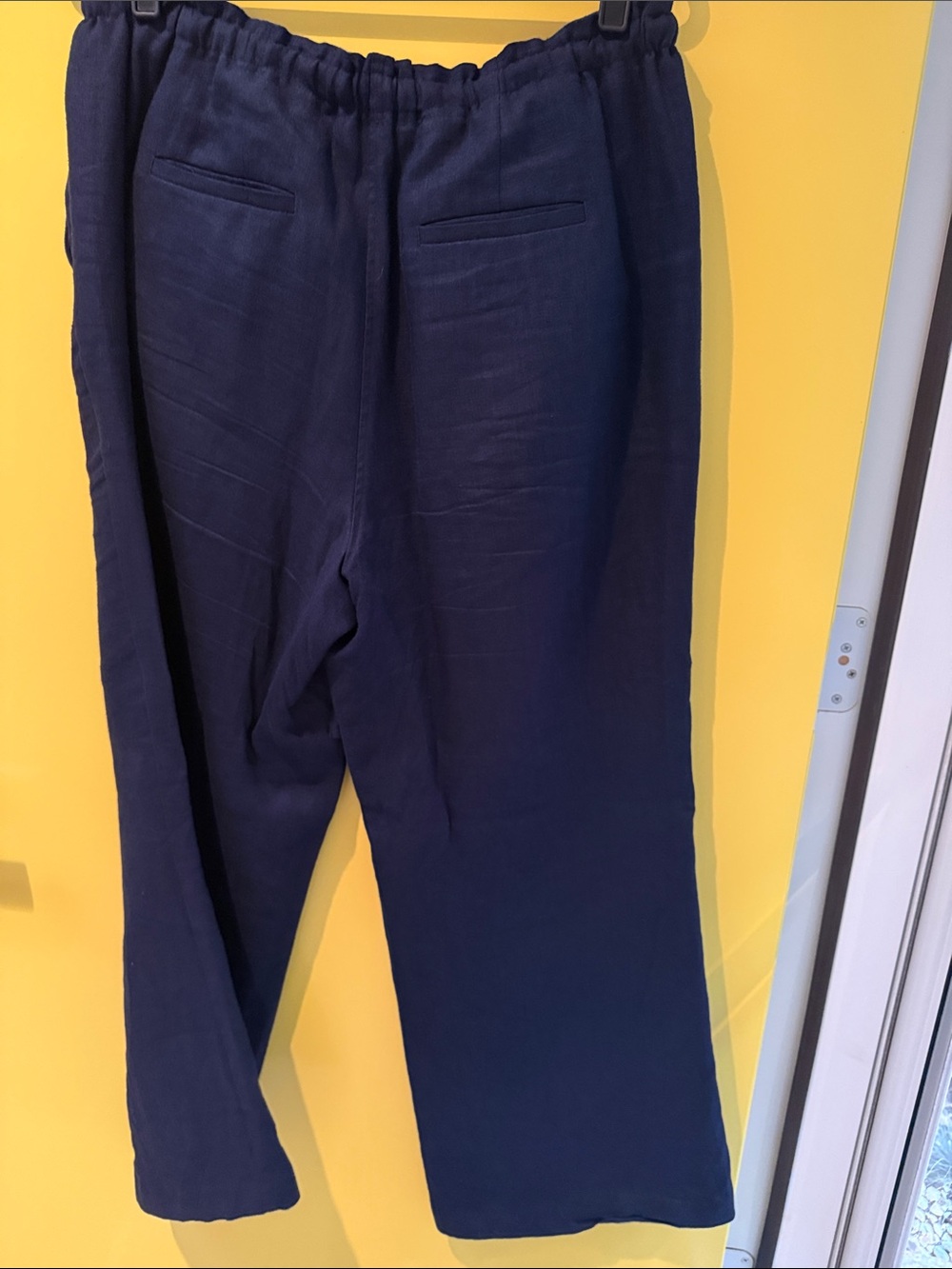 Boden Navy Wide-Leg Drawstring Linen-Blend Pants - Picture 7 of 10